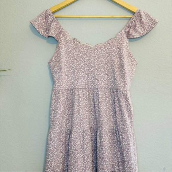Monteau Los Angeles Scalloped Floral Dress | Pink & White | Size M | NWT - Picture 4 of 11